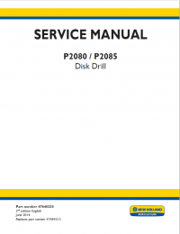 repair manual New Holland P2080, P2085 Disk Drill Service Manual PDF PN: 47648338