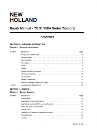 repair manual New Holland TC 31/35DA Series Tractors Repair Manual PDF
