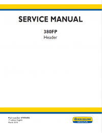 repair manual New Holland 380FP Header Service Manual PDF Part number 47998496
