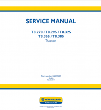 repair manual New Holland T8.270, T8.295, T8.325, T8.355, T8.385 Tractor Service Manual PDF