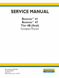 repair manual New Holland Boomer™ 41, Boomer™ 47 Tier 4B (final) Compact Tractor Service Manual PDF