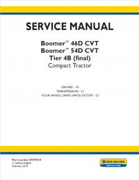 repair manual New Holland Compact Tractor Boomer™ 46D CVT, Boomer™ 54D CVT Tier 4B (final) Service Manual PDF
