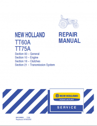 repair manual New Holland TT60A, TT75A Tractor Repair Manual PDF