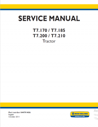 repair manual New Holland T7.170/185/200/210 Tractor Service Manual PDF PN: 84479148A