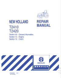 repair manual New Holland Tractor T2410, T2420 Repair Manual PDF