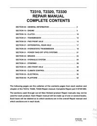 repair manual New Holland Tractor T2310, T2320, T2330 Repair Manual PDF