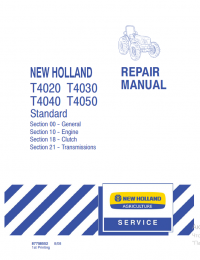 repair manual New Holland Tractor T4020, T4030, T4040, T4050 Standard Repair Manual PDF