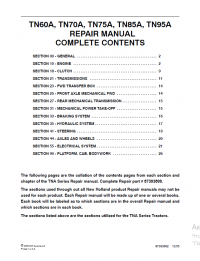 repair manual New Holland Tractor TN60A, TN70A, TN75A, TN85A, TN95A Repair Manual PDF
