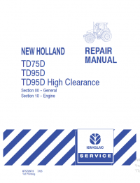 repair manual New Holland TD75D, TD95D, TD95D High Clearance Repair Manual PDF