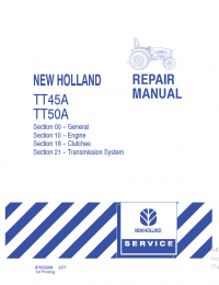 repair manual New Holland Tractor TT45A, TT50A Repair Manual PDF
