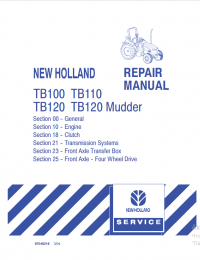 repair manual New Holland TB100, TB110, TB120, TB120 Mudder Tractor Repair Manual PDF
