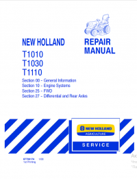 repair manual New Holland T1010, T1030, T1110 Tractor Repair Manual PDF