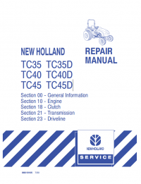 repair manual New Holland Tractor TC35, TC40, TC45, TC35D, TC40D, TC45D Repair Manual PDF