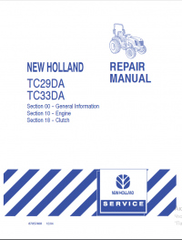 repair manual New Holland TC29DA, TC33DA Tractor Repair Manual PDF