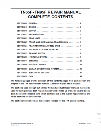 repair manual New Holland TN65F-TN95F Tractor Repair Manual PDF