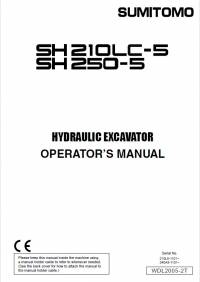repair manual Sumitomo Hydraulic Excavator SH210LC-5, SH250-5 Operators Manual PDF