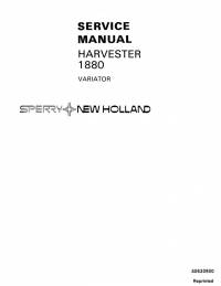 repair manual New Holland Harvester 1880 Variator Service Manual PDF