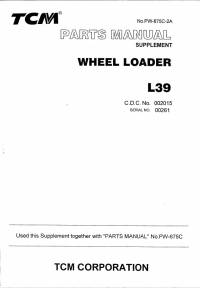 spare parts catalog TCM Wheel Loader L39 Parts Manual Supplement PDF