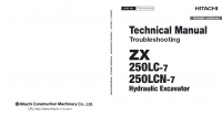 repair manual Hitachi Hydraulic Excavator ZX250LC-7, ZX250LCN-7 Troubleshooting Technical Manual PDF
