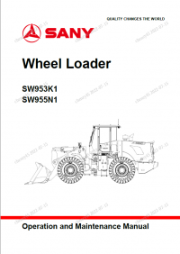 repair manual Sany Wheel Loader SW953K1, SW953K1 Operation and Maintenance Manual PDF