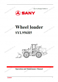 repair manual Sany SYL956H5 Wheeled Loader Operation and Maintenance Manual PDF