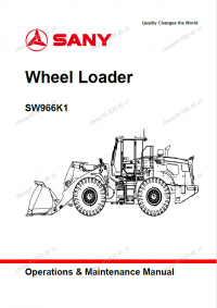 repair manual Sany SW966K1 Wheeled Loader Operation and Maintenance Manual PDF