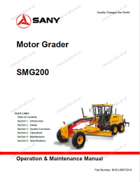 repair manual Sany Motor Grader SMG200 Operation and Maintenance Manual PDF