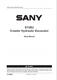 repair manual Sany SY26U Crawler Hydraulic Excavator Shop Manual PDF