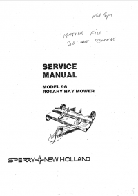 repair manual New Holland Rotary Hay Mower 96 model Service Manual PDF