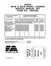 repair manual Fiatallis 545-B, 605-B Wheel Loader Service Manual PDF