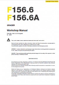 repair manual New Holland F156.6, F156.6A Grader Workshop Manual PDF