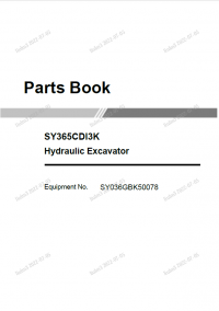 spare parts catalog Sany Hydraulic Excavator SY365CDI3K Parts Catalog PDF