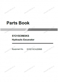 spare parts catalog Sany Hydraulic Excavator SY215C9M3KS Parts Manual PDF