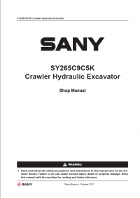 repair manual Sany Crawler Hydraulic Excavator SY265C9C5K Shop Manual