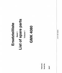 spare parts catalog Grove Truck Crane GMK 4080 List of Spare Parts Volume1 + Volume2 PDF