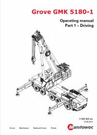 repair manual Grove Truck Crane GMK 5180-1 Operating Manual Part 1 - Driving PDF