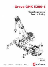 repair manual Grove Truck Crane GMK 5200-1 Part 1 - Driving Operating Manual PDF