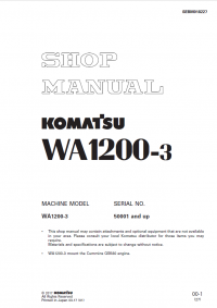 repair manual Komatsu Wheel Loader WA1200-3 Shop Manual PDF