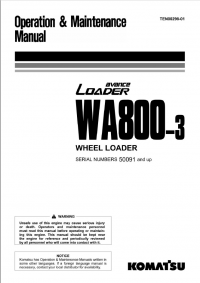 repair manual Komatsu Wheel Loader WA800-3 Operation and Maintenance Manual PDF