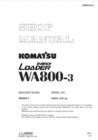 repair manual Komatsu Wheel Loader WA800-3 Shop Manual PDF
