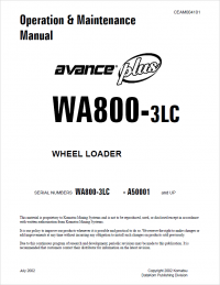 repair manual Komatsu Wheel Loader WA800-3LC Operation and Maintenance Manual PDF