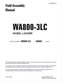 repair manual Komatsu Wheel Loader WA800-3LC Field Assembly Manual PDF