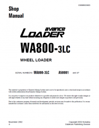 repair manual Komatsu Wheel Loader WA800-3LC Shop Manual PDF