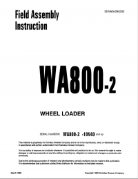 repair manual Komatsu Wheel Loader WA800-2 Field Assembly Instruction PDF