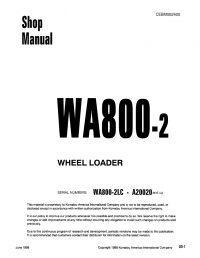 repair manual Komatsu Wheel Loader WA800-2 Shop Manual PDF