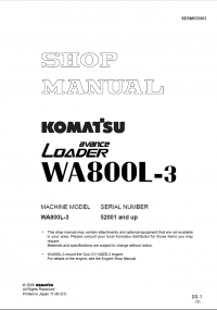 repair manual Komatsu Wheel Loader WA800L-3 Shop Manual PDF