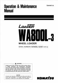 repair manual Komatsu Wheel Loader WA800L-3 Operation and Maintenance Manual PDF