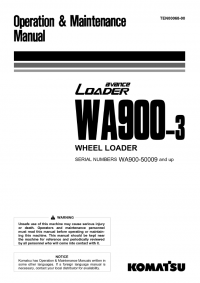 repair manual Komatsu Wheel Loader WA900-3 Operation and Maintenance Manual PDF