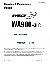repair manual Komatsu Wheel Loader WA900-3LC Operation and Maintenance Manual PDF