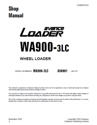 repair manual Komatsu Wheel Loader WA900-3LC Shop Manual PDF